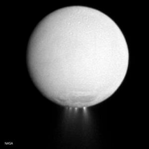 Water plumes on Enceladus, black holes and life