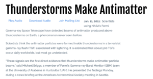 Thunderstorms make antimatter